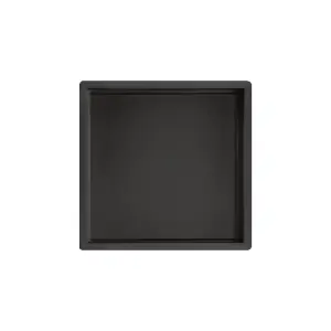 Solid Brass Wet Room Shower Niche Recessed Storage Shelf in Matt Black - 300x300mm