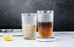 simpa 425ml Quilted Diamond Pattern Drinking Glasses, Set of 6