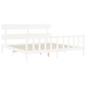 Berkfield Bed Frame with Headboard White 200x200 cm Solid Wood