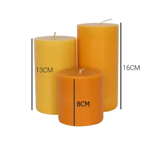 Pillar Candle Set of 3 Orange Candles by Laeto Ageless Aromatherapy - FREE DELIVERY INCLUDED