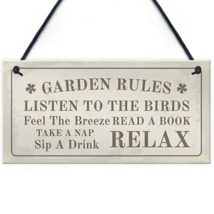 Red Ocean Hanging Garden Rules Sign For Garden Shed Wall Sign Home Decor Garden Plaques