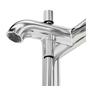 GoodHome Owens Gloss Chrome effect Deck-mounted Bath mixer tap with shower kit