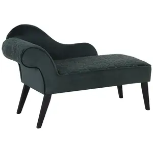 Left Hand Velvet Chaise Lounge Green BIARRITZ