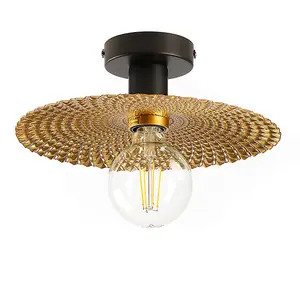 Luminosa Golden Semi Flush Ceiling Light Gold, Black