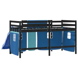 Berkfield Kids' Loft Bed with Curtains without Mattress Blue 90x200 cm