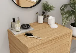 GoodHome Avela Matt Oak Veneer Square edge Chipboard Worktop (T) 1.8cm x (L) 60cm x (W) 45.1cm