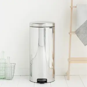 Brabantia Metal Bright steel Pedal Bin - 30L Freestanding