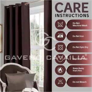 GC GAVENO CAVAILIA Choco Blackout Eyelet Curtains 66x72 Inches 80-90% Black Out Thermal Ring Top Curtain Pair Window