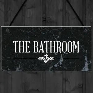 The Bathroom Hanging Sign Bathroom Toilet Decor Marble Theme Home Gift