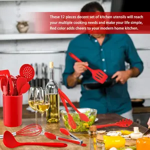 Ebern Designs Jaciya 12 Piece Cooking Utensil Set Red