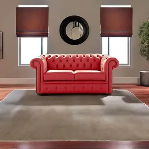 Chesterfield 2 Seater Shelly Crimson Leather Sofa Settee Bespoke In Classic Style