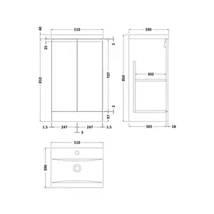 Urban 510mm Free-standing Single Vanity Unit White