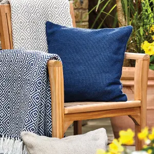 Woven Indoor Outdoor Washable Plain Cosy Cushion Navy - 45cm x 45cm