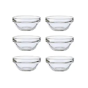 6 Glass Dip Bowls Luminarc Sauce Condiment Stacking Serving Dishes 6cm x 3cm