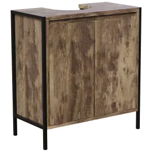 Lana Matt Brown Freestanding Double Bathroom Sink cabinet (H) 650mm (W) 600mm