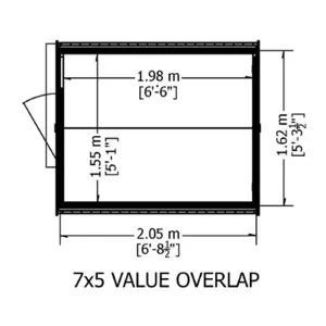 7 x 5 Shed Super Value Overlap - Apex Wooden Bike Store / Garden Shed - Windowless - Single Door - 7ft x 5ft (2.05m x 1.62m)