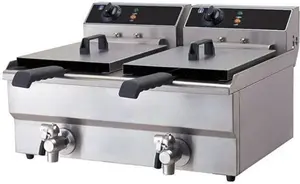 Countertop Commercial Fryer - Twin Tank 12 Litres - Electric - Stainless Steel - Quattro - Deep Fat Fryers