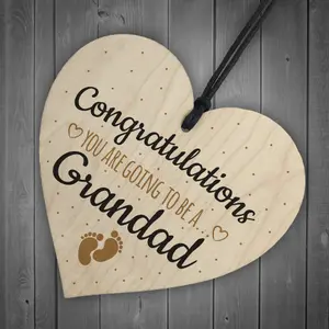 Red Ocean Handmade Pregnancy Announcent Gift Wooden Heart Congratulations Grandad Dad From Bump Gifts