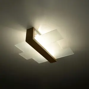 Feniks Wood Natural 2 Light Classic Ceiling Light