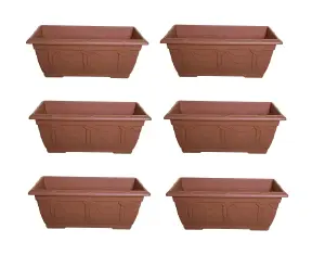 6 x Large Venetian Patio Planter Trough Plant Pot 60cm Plastic Terracotta Colour Pot