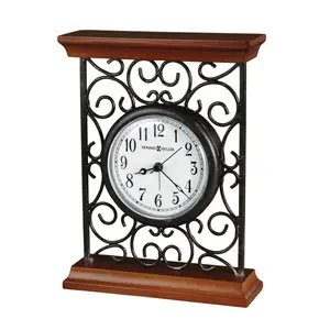 Traditional Analogue Metal Quartz Movement / Crystal Alarm Tabletop Clock in Grey/Brown