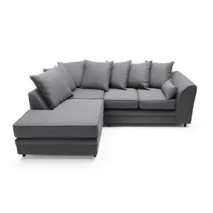 Darcy Corner Sofa Left Facing in Dark Grey Linen Fabric