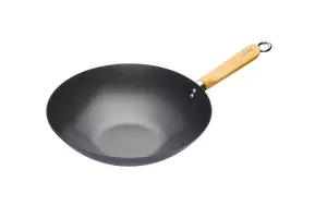 KitchenCraft World of Flavours Oriental Carbon Steel 30cm Non-Stick Wok