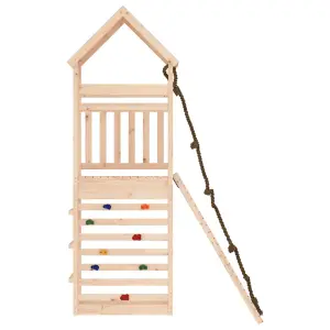 Berkfield Playhouse with Climbing Wall Solid Wood Pine