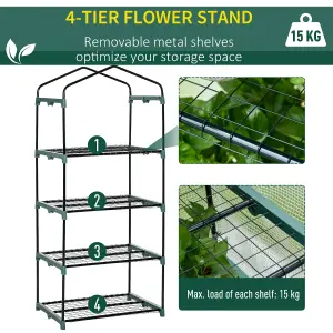 Outsunny Mini Greenhouse 4-Tier Portable Plant House Shed PE Cover, White