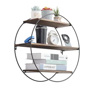 Unwind 3 Tier Circle Solid Wood Floating Shelf