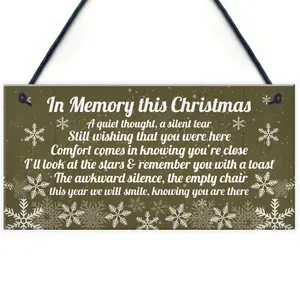 Red Ocean Memorial Christmas Plaque In Memory Of Mum Dad Nan Grandad Hanging Christmas Tree Decoration Sign Gifts