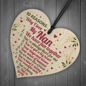 Red Ocean Reasons Why I Love My Nan Mothers Day Gift For Her Nan Birthday Gifts Thank You Plaque Keepsake Sign