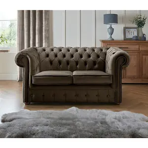 Chesterfield 2 Seater Fabric Malta Mushroom 07 Sofa