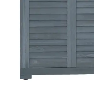 Outsunny Wooden Garden Storage Shed, 3 Shelves Tool Cabinet, Grey