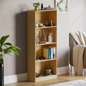 Vida Designs Cambridge Oak 4 Tier Large Bookcase Freestanding Shelving Unit (H)1400mm (W)600mm (D)240mm