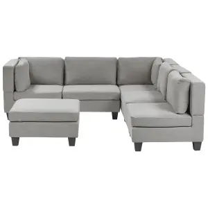 Corner Sofa with Ottoman UNSTAD Light Grey Fabric Left Hand