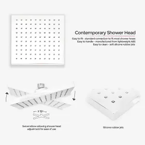 Nes Home Olive Square 3 Way Triple Thermostatic Valve with Round Shower Head + Handset