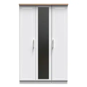 Kent Ready assembled Traditional Matt white & oak Large Triple Wardrobe (H)1825mm (W)1110mm (D)530mm