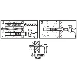 Diall PZ Mushroom Hammer fixing (Dia)6mm (L)60mm, Pack of 20