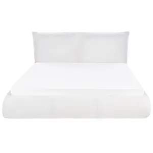 Boucle EU King Size Bed White VINAY