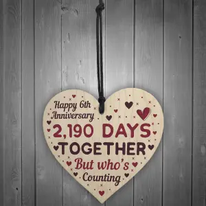 Red Ocean Handmade Wooden Heart Plaque Gift To Celebrate 6th Wedding Anniversary Husband Wife Keepsake