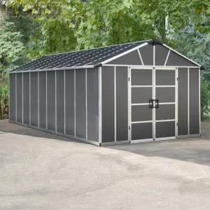 Palram - Canopia Yukon with WPC floor 11x21 ft Apex Dark grey Plastic 2 door Shed with floor