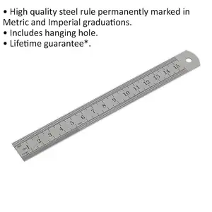 Premium 150mm Steel Ruler with Metric and Imperial Measurements for Precision Work