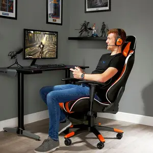 X Rocker Adjustable Ergonomic Faux Leather Swiveling PC & Racing Game Chair Orange