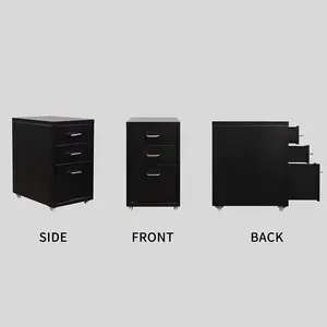 Abdulai 28cm Wide 3 -Drawer Mobile Steel File Cabinet Black