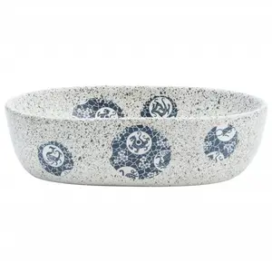 Happy Larry Countertop Basin Grey And Blue Oval 47X33x13 Cm Ceramic