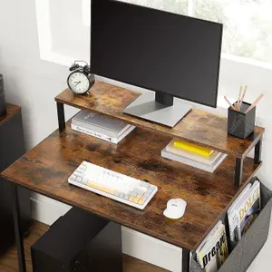 VASAGLE Computer Desk, Writing Study Desk with Monitor Stand, Fabric Storage Bag, X-Bars, Adjustable Feet, 80 x 55 x 90 cm