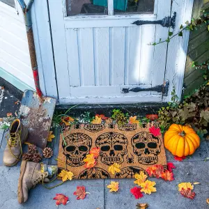 Nicola Spring - Halloween Coir Door Mats - 60 x 40cm - Day of the Dead - Pack of 2