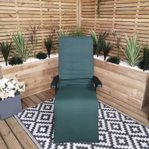 Padded Outdoor Garden Patio Recliner or Sun Lounger in Plain Green