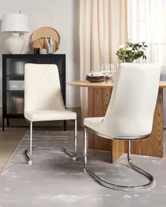 Set of 2 Dining Chairs ALTOONA Velvet Off-White